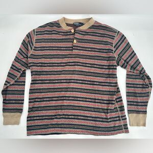 Vintage 90s Polo Ralph Lauren Men Fair Isle Nordic Cotton Shirt Sweater Sz Large